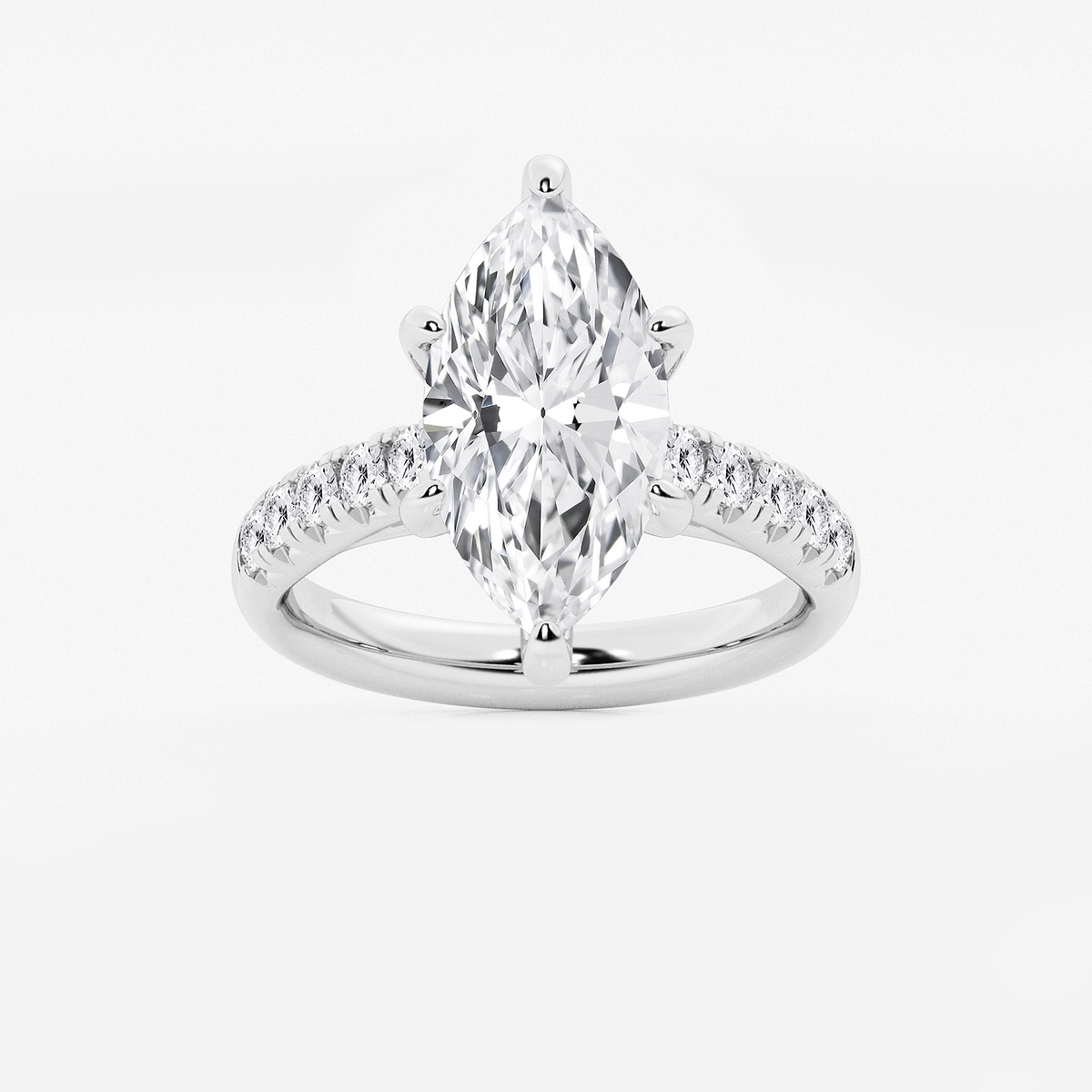 4 2/5 ctw Marquise Lab Grown Diamond French Pave Engagement Ring