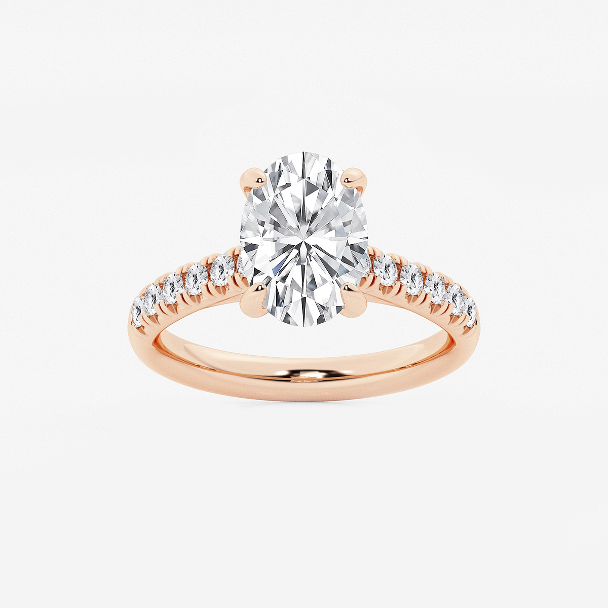 2 7/8 ctw Oval Lab Grown Diamond French Pave Engagement Ring