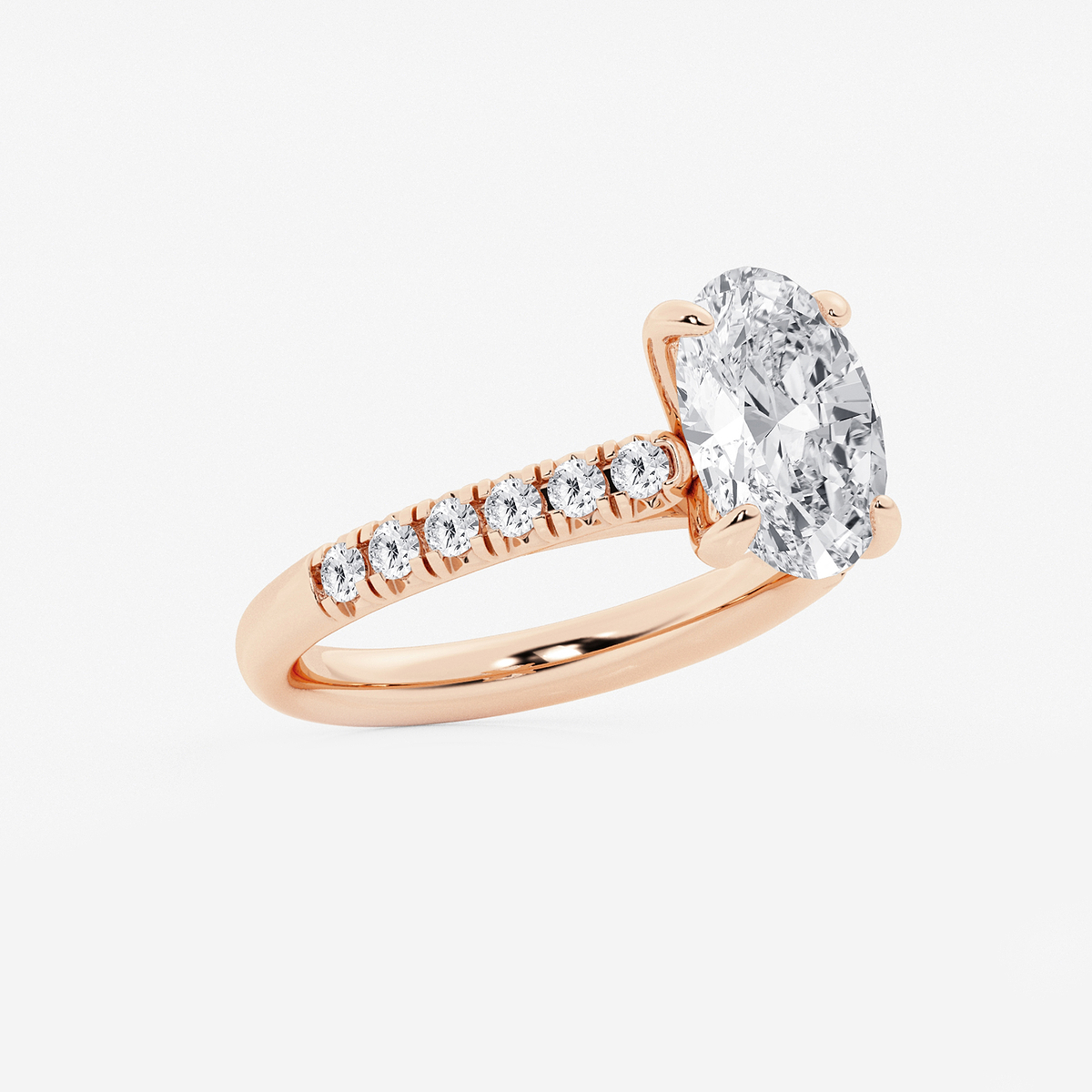Additional Image 1 for  2 7/8 ctw Oval Lab Grown Diamond French Pave Engagement Ring