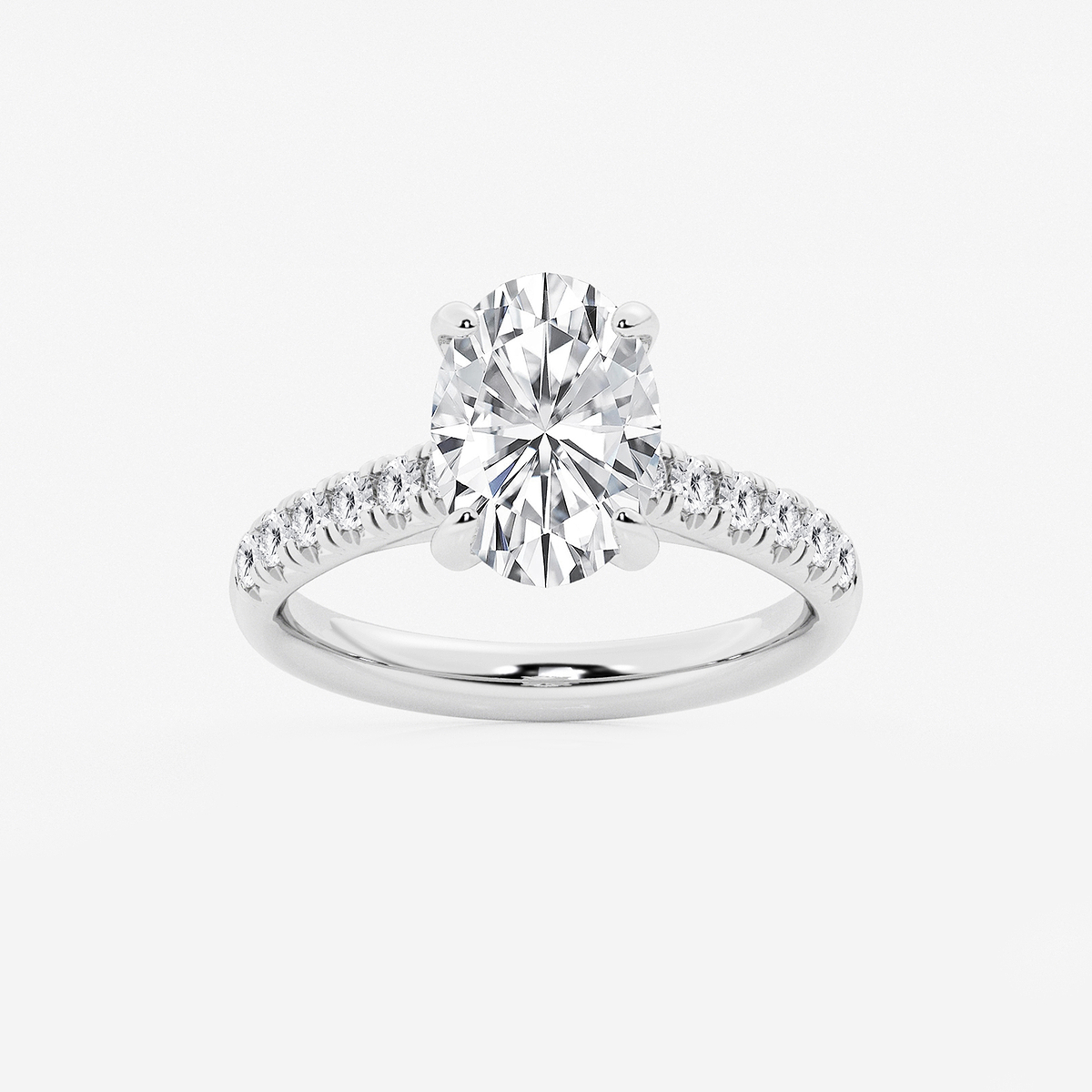 2 7/8 ctw Oval Lab Grown Diamond French Pave Engagement Ring