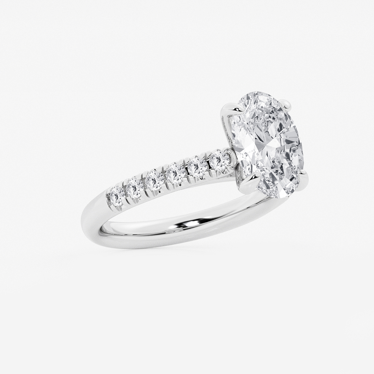 Additional Image 1 for  2 7/8 ctw Oval Lab Grown Diamond French Pave Engagement Ring