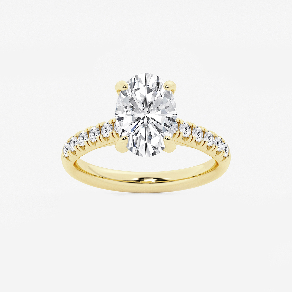 2 7/8 ctw Oval Lab Grown Diamond French Pave Engagement Ring