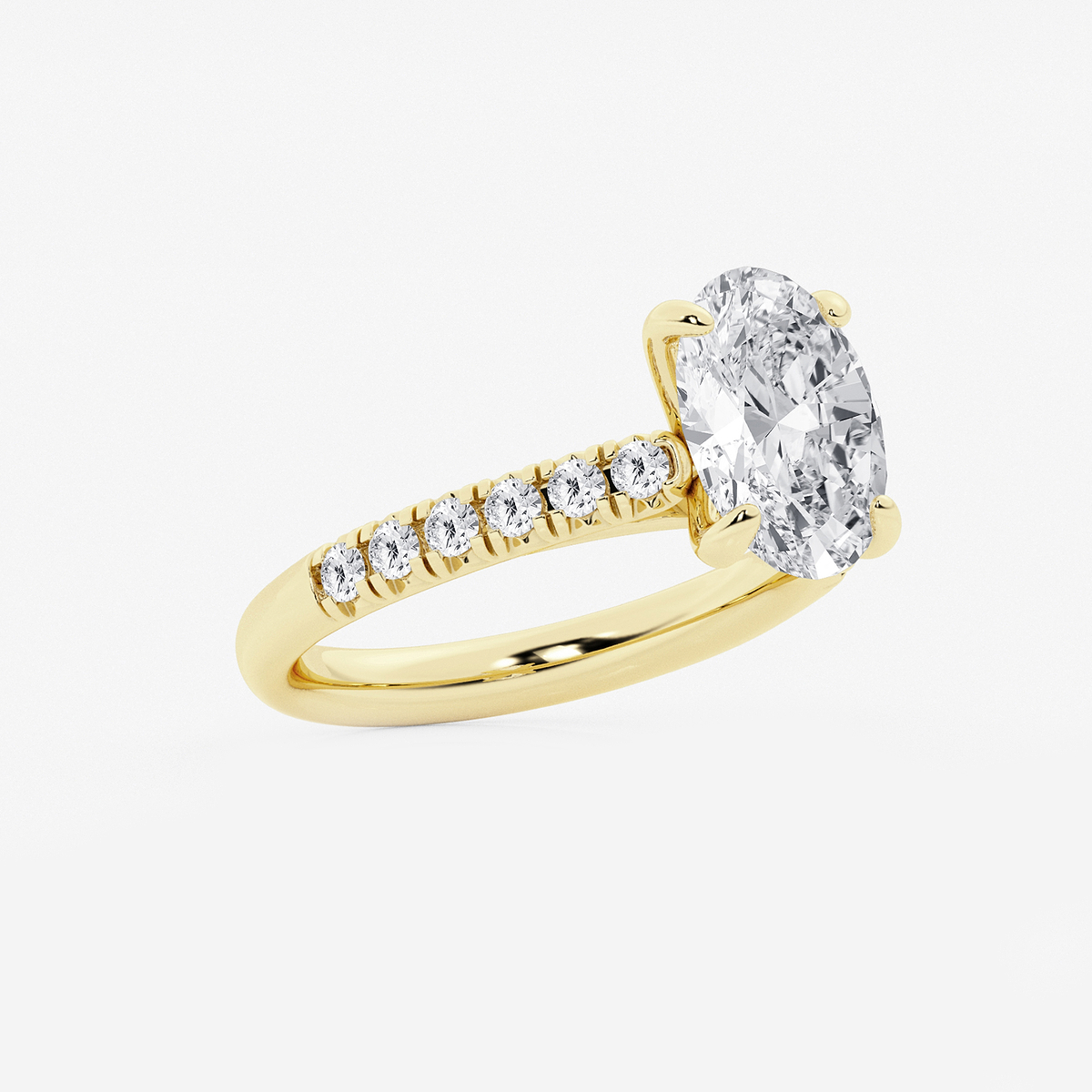 Additional Image 1 for  2 7/8 ctw Oval Lab Grown Diamond French Pave Engagement Ring