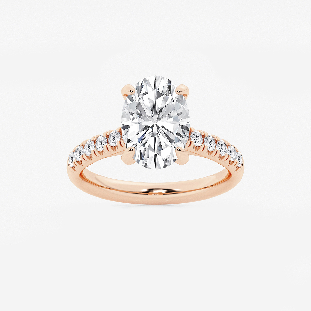 3 2/5 ctw Oval Lab Grown Diamond French Pave Engagement Ring