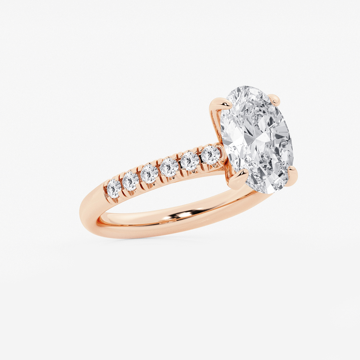 Additional Image 1 for  3 2/5 ctw Oval Lab Grown Diamond French Pave Engagement Ring