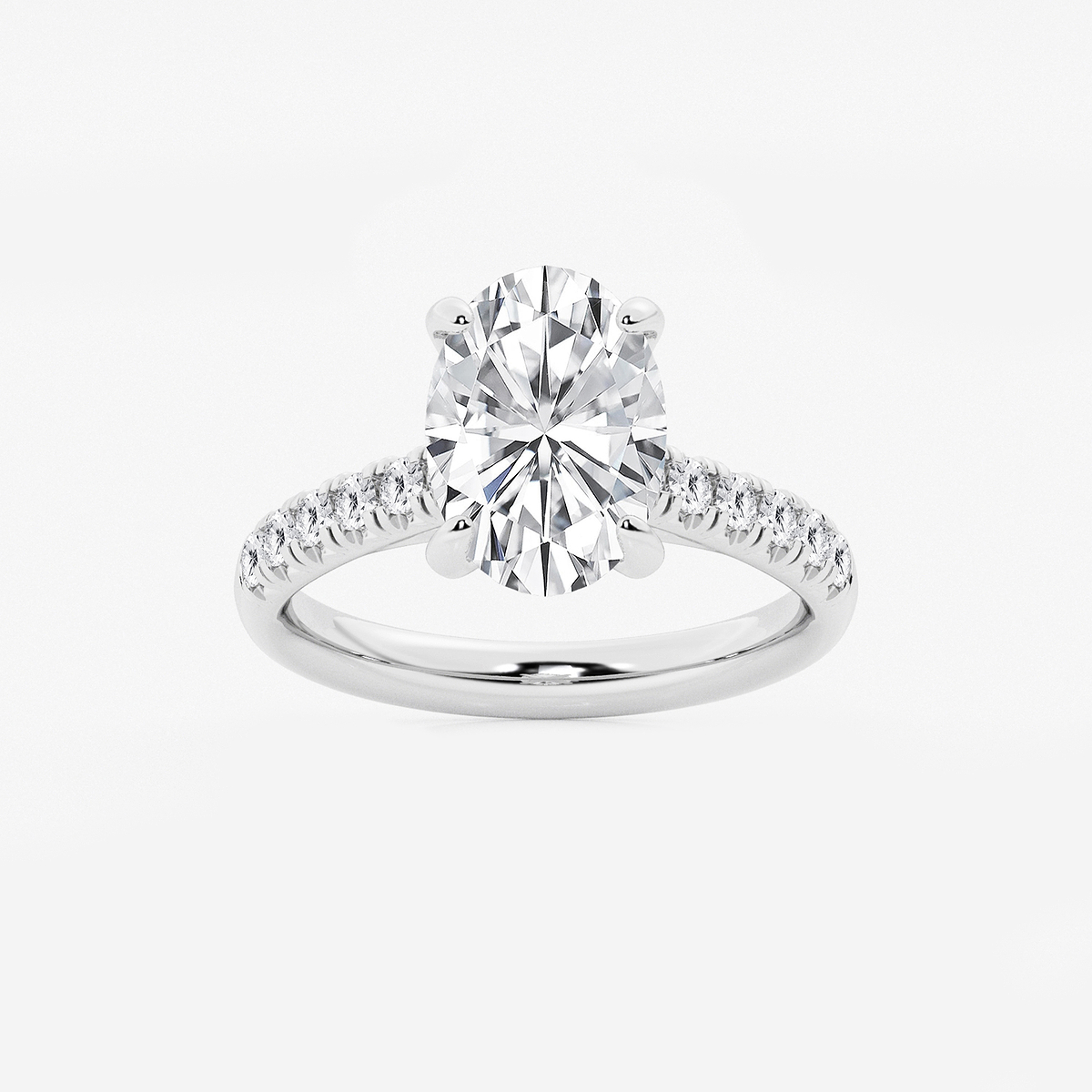 3 2/5 ctw Oval Lab Grown Diamond French Pave Engagement Ring