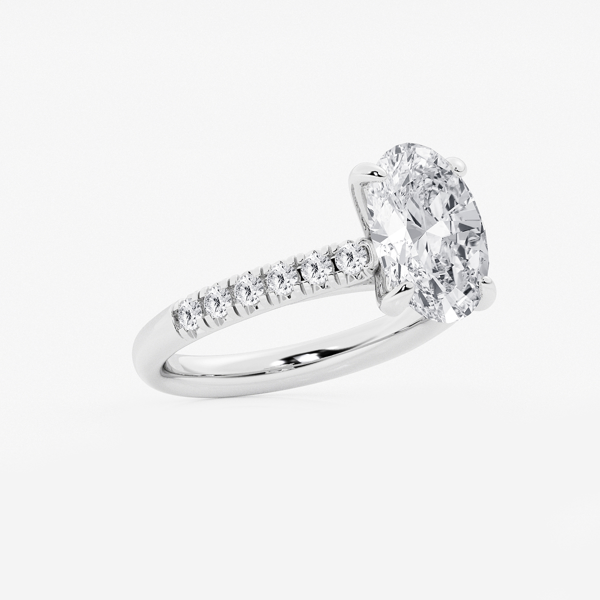 Additional Image 1 for  3 2/5 ctw Oval Lab Grown Diamond French Pave Engagement Ring