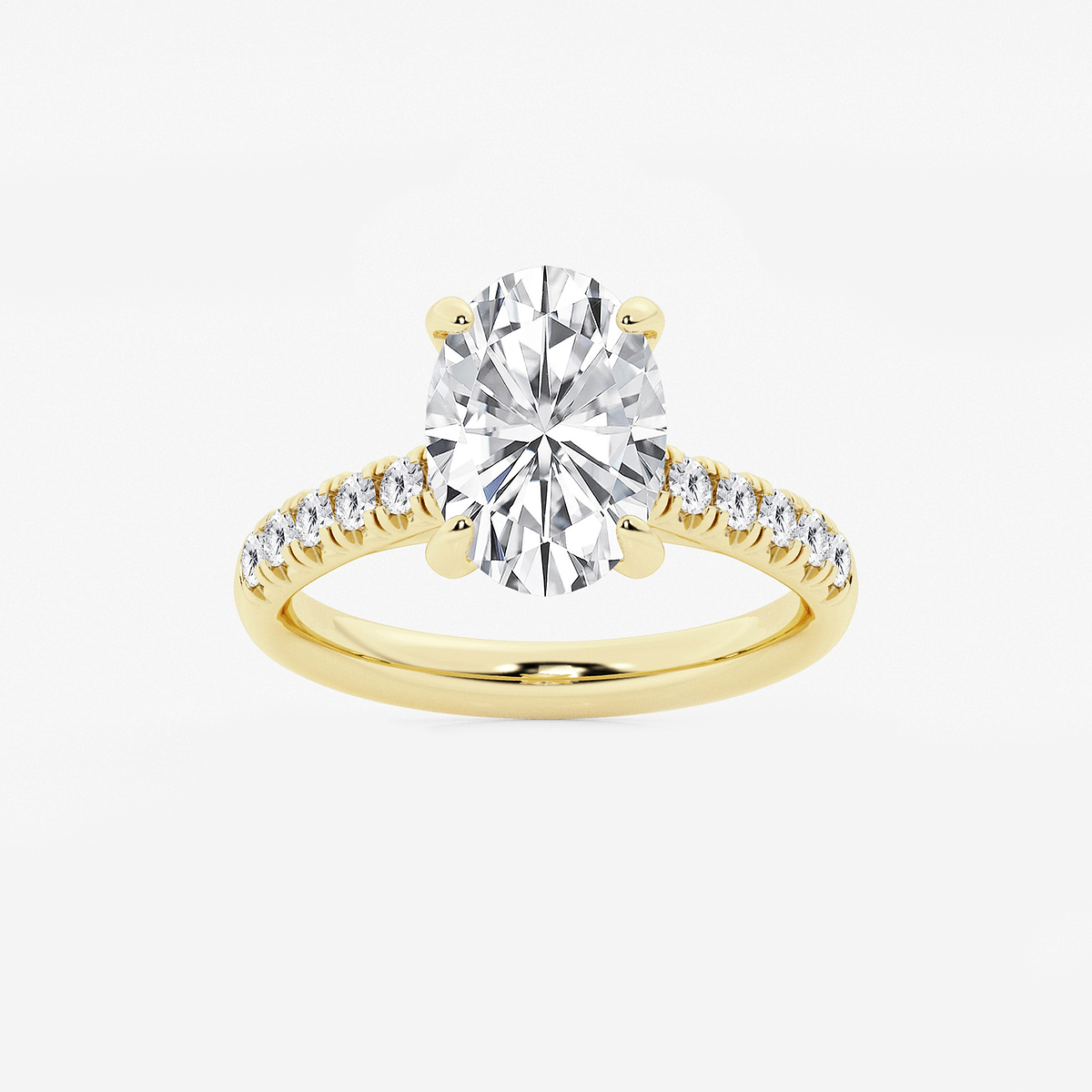 3 2/5 ctw Oval Lab Grown Diamond French Pave Engagement Ring