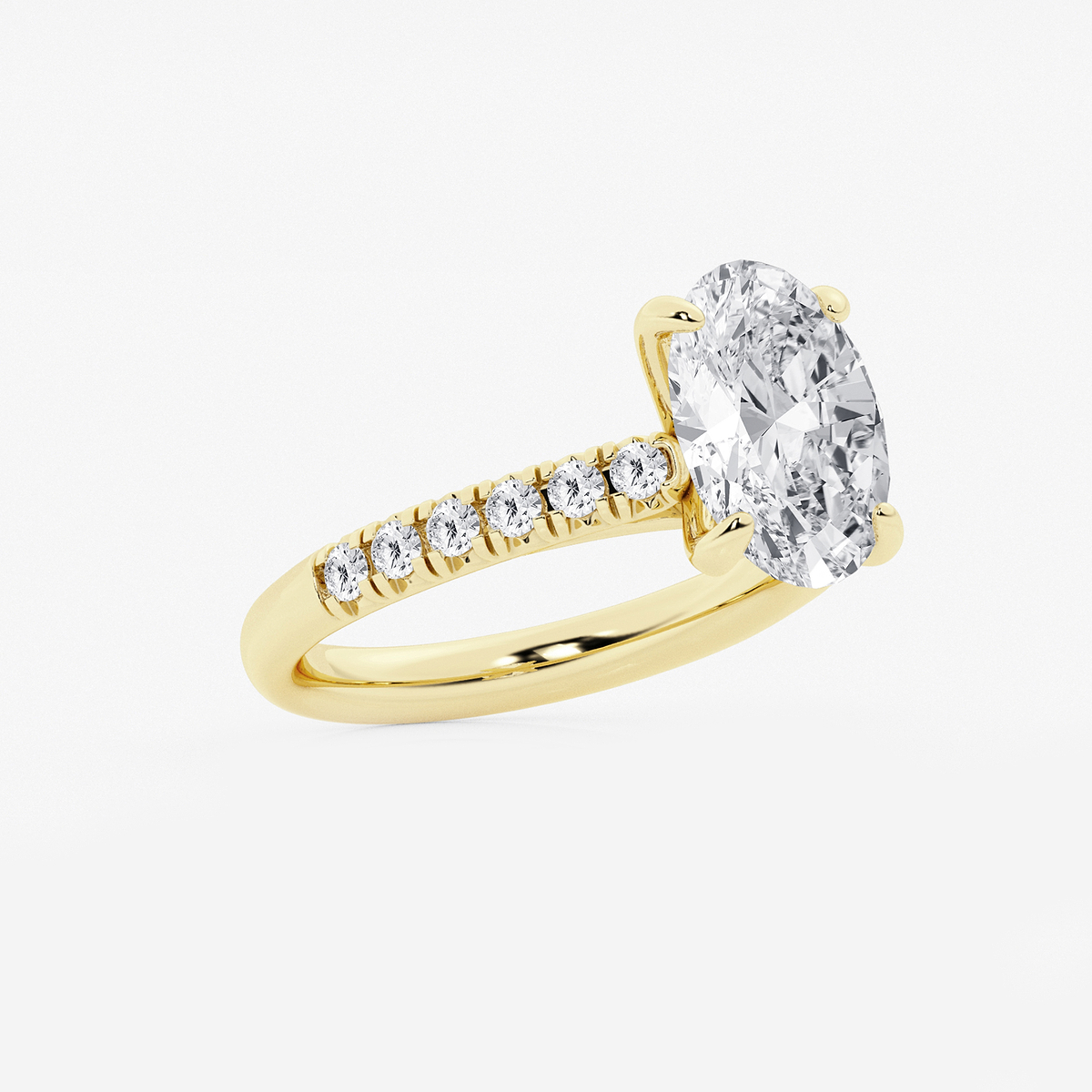 Additional Image 1 for  3 2/5 ctw Oval Lab Grown Diamond French Pave Engagement Ring