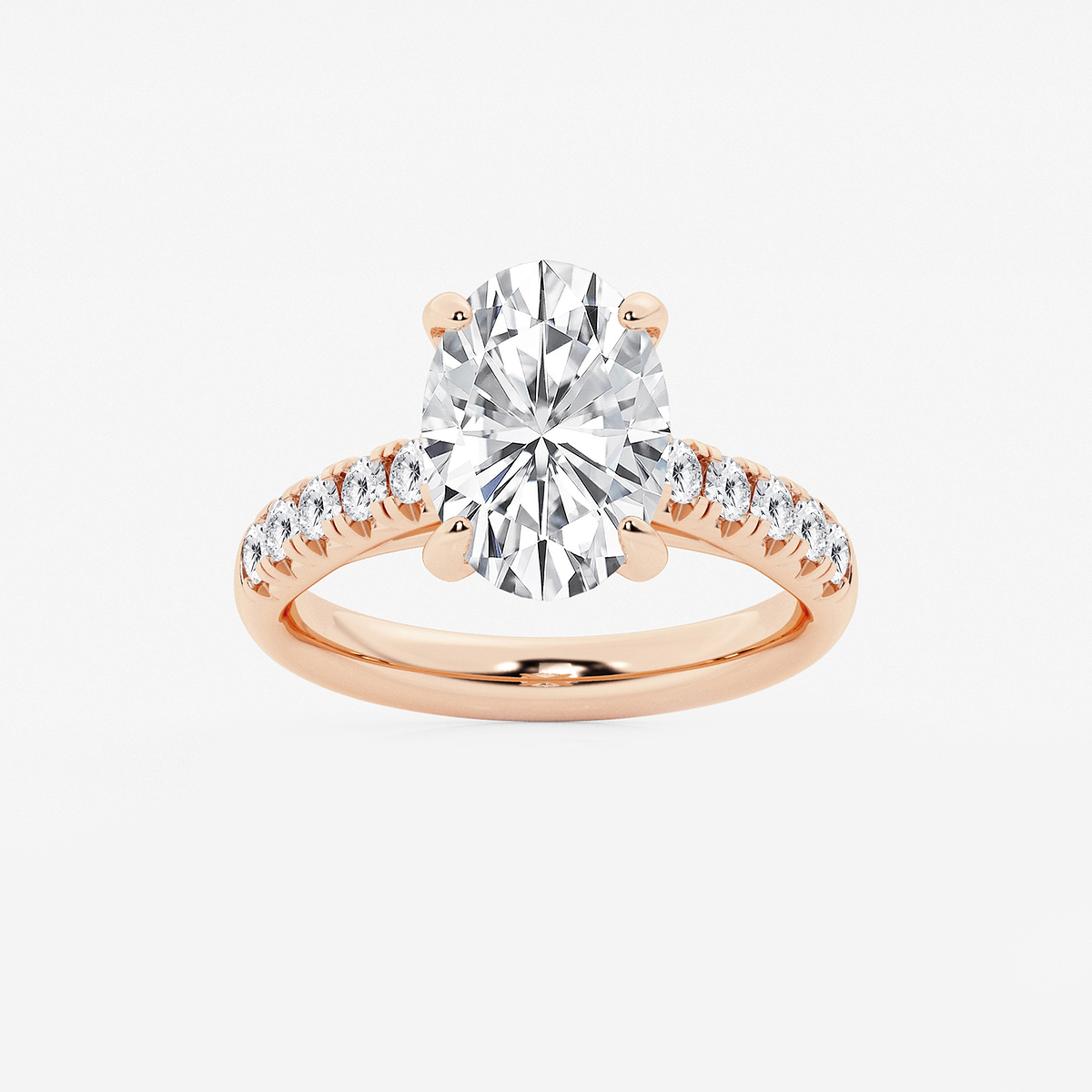 3 7/8 ctw Oval Lab Grown Diamond French Pave Engagement Ring