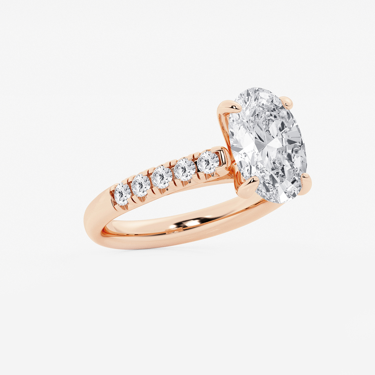 Additional Image 1 for  3 7/8 ctw Oval Lab Grown Diamond French Pave Engagement Ring