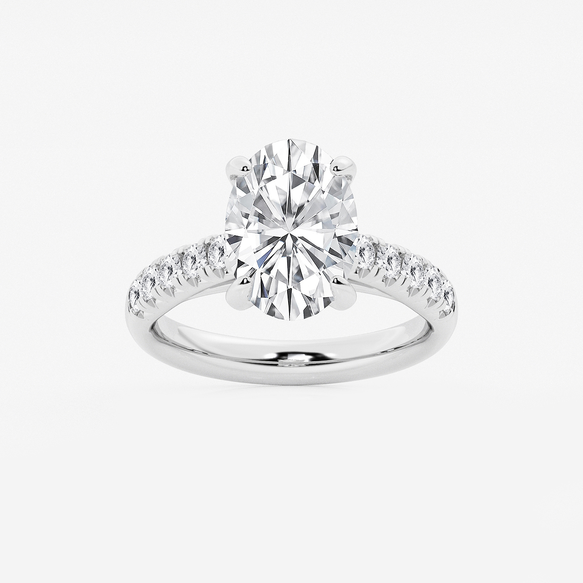 3 7/8 ctw Oval Lab Grown Diamond French Pave Engagement Ring
