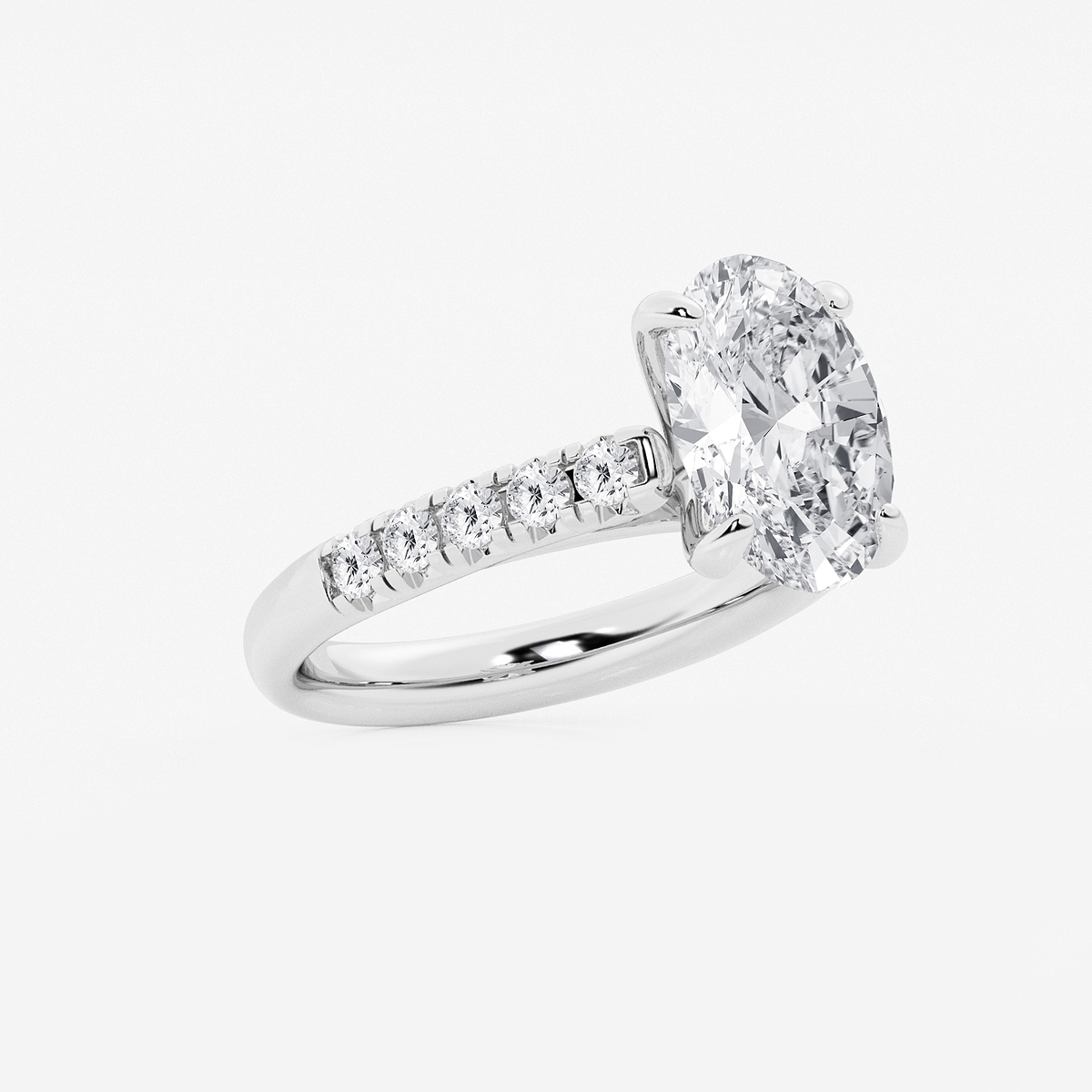 Additional Image 1 for  3 7/8 ctw Oval Lab Grown Diamond French Pave Engagement Ring