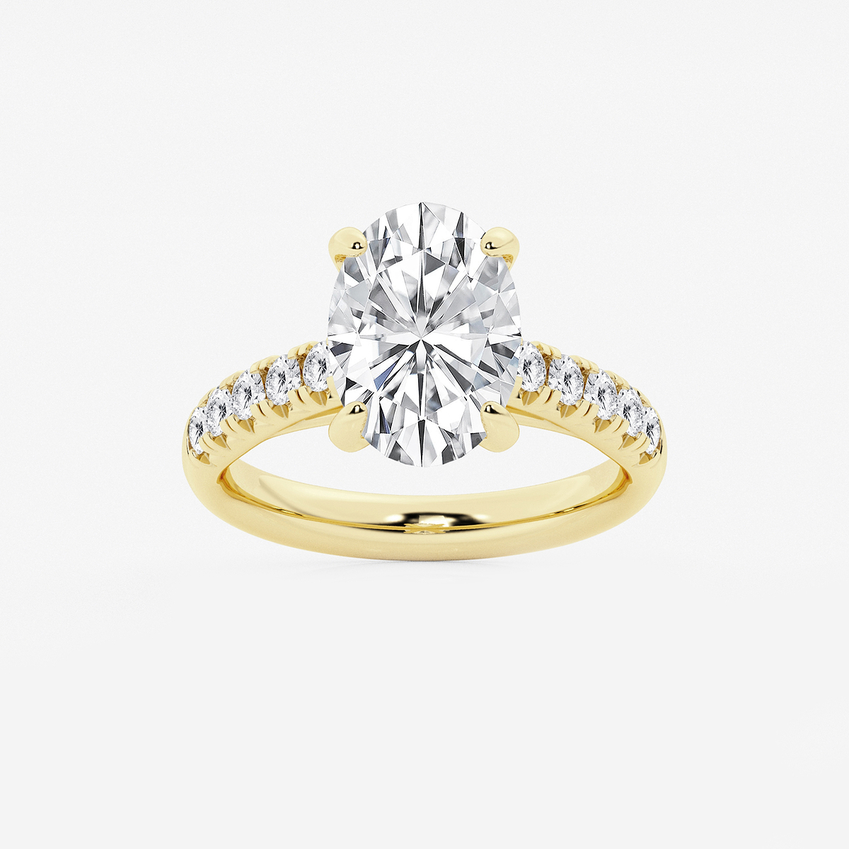 3 7/8 ctw Oval Lab Grown Diamond French Pave Engagement Ring