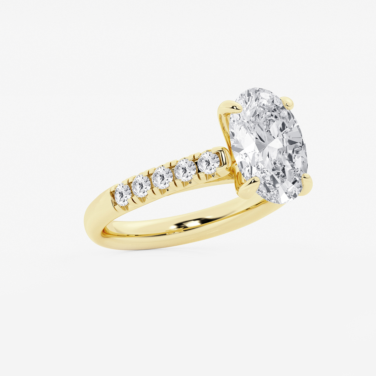 Additional Image 1 for  3 7/8 ctw Oval Lab Grown Diamond French Pave Engagement Ring