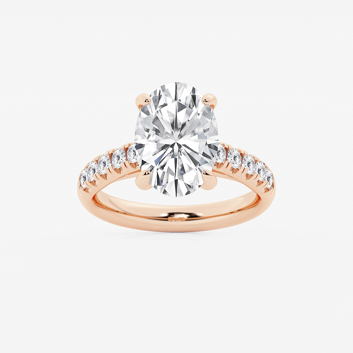 4 2/5 ctw Oval Lab Grown Diamond French Pave Engagement Ring