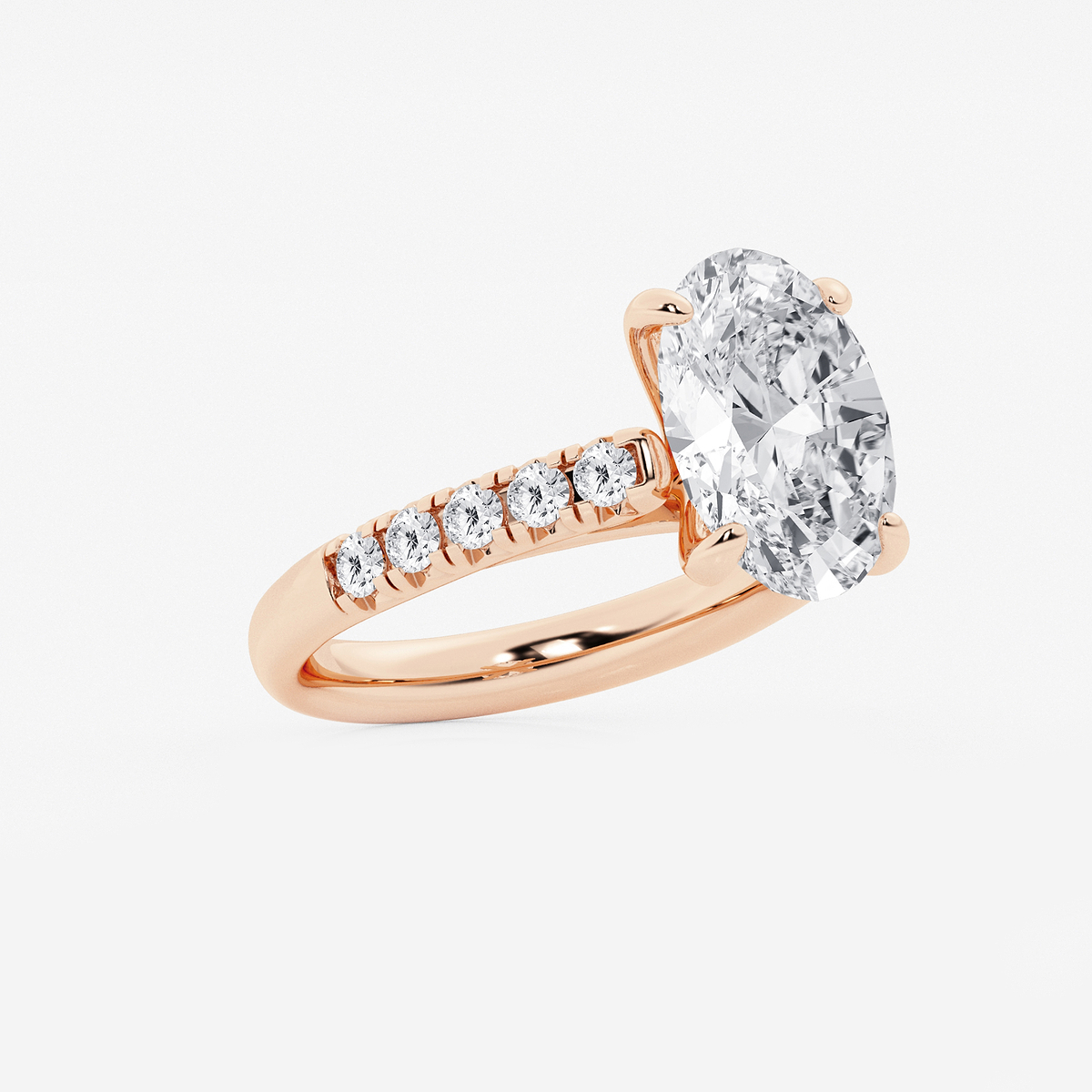Additional Image 1 for  4 2/5 ctw Oval Lab Grown Diamond French Pave Engagement Ring