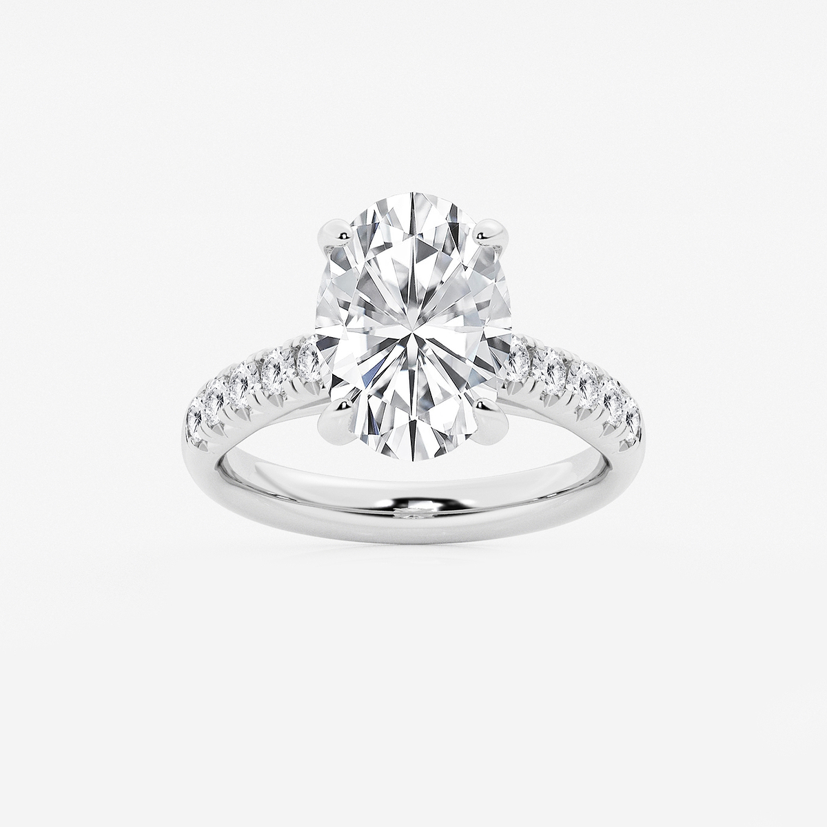 4 2/5 ctw Oval Lab Grown Diamond French Pave Engagement Ring