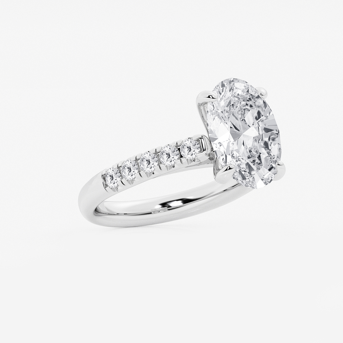Additional Image 1 for  4 2/5 ctw Oval Lab Grown Diamond French Pave Engagement Ring
