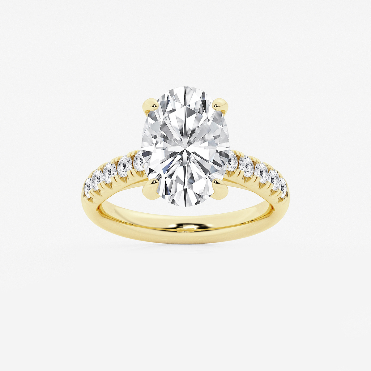 4 2/5 ctw Oval Lab Grown Diamond French Pave Engagement Ring