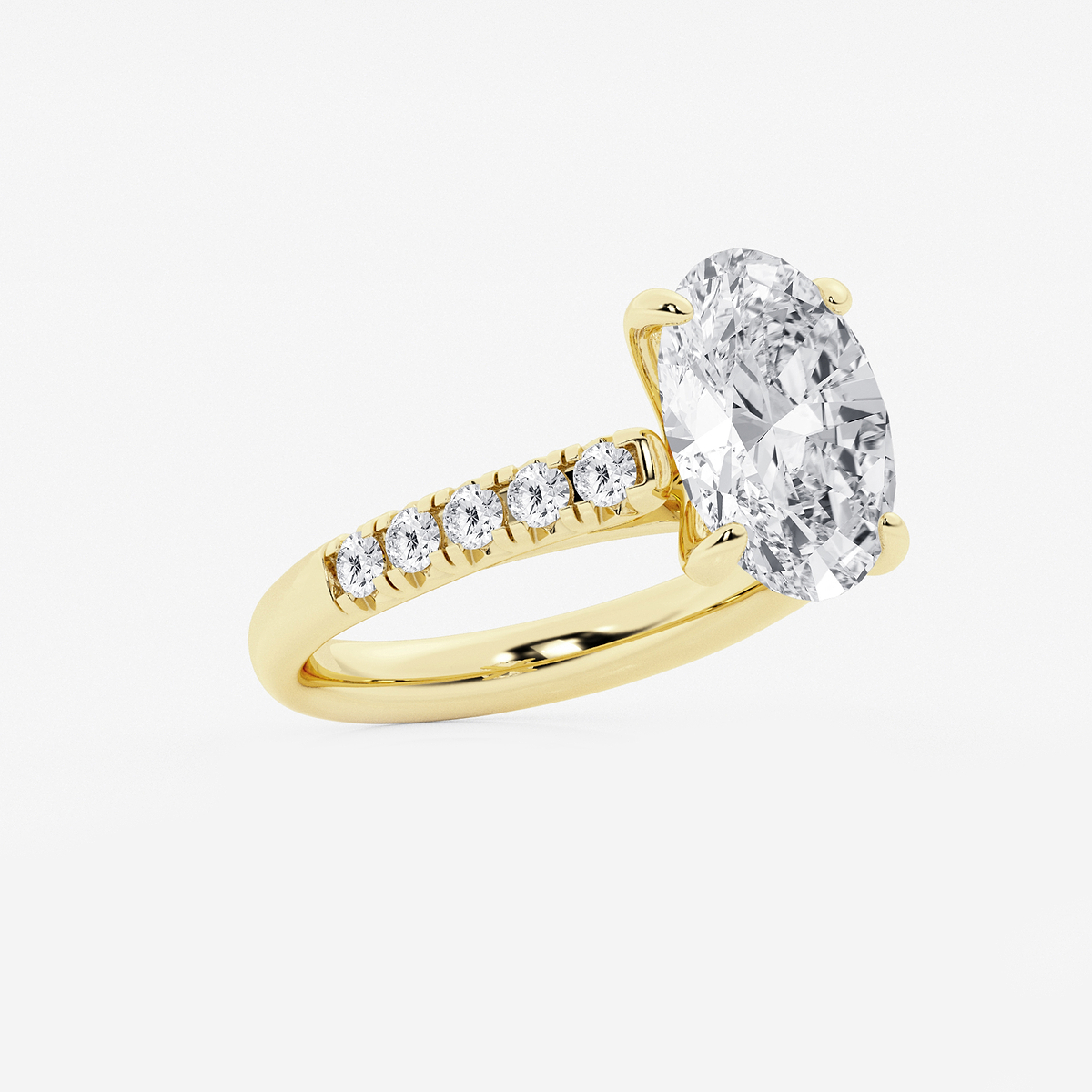 Additional Image 1 for  4 2/5 ctw Oval Lab Grown Diamond French Pave Engagement Ring