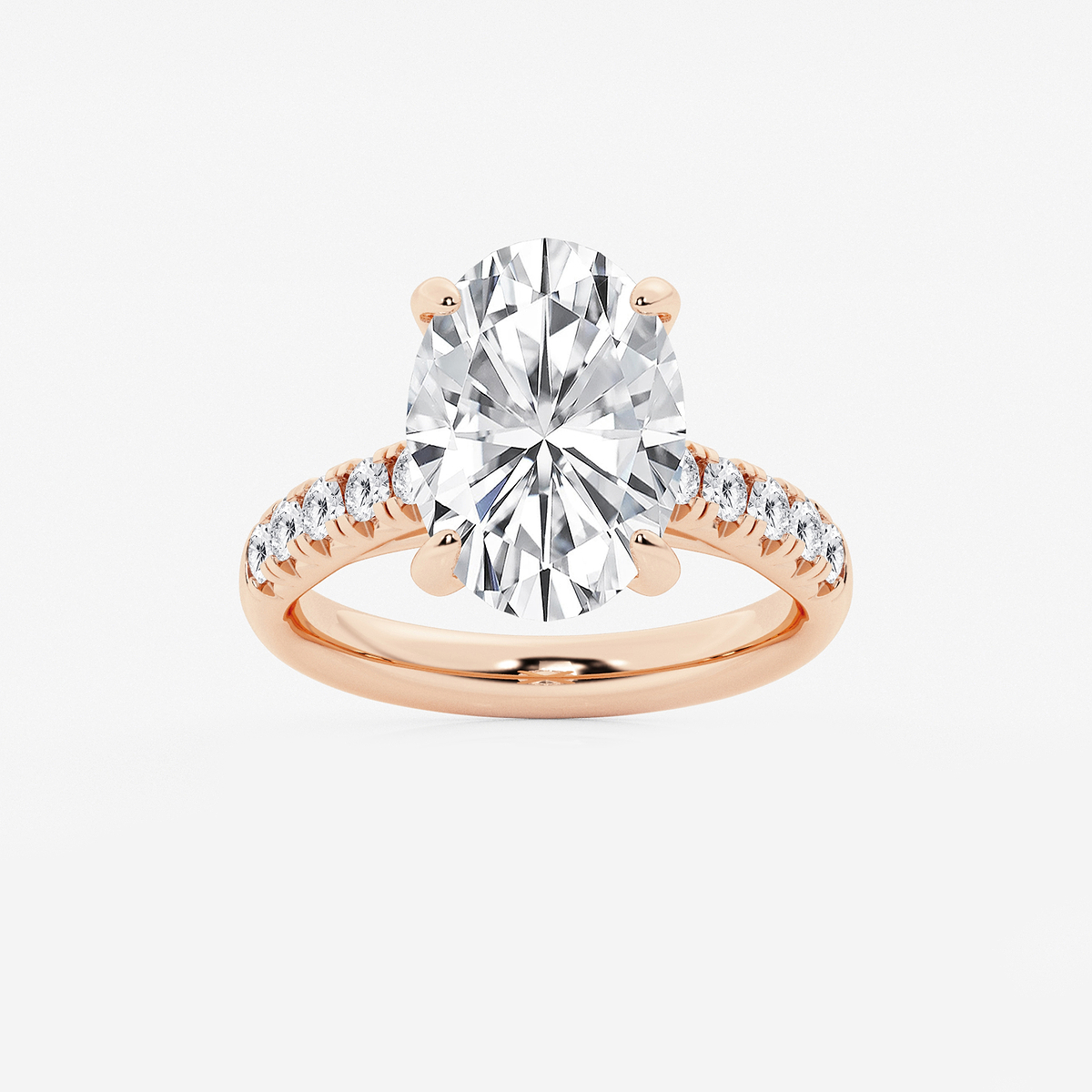 5 2/5 ctw Oval Lab Grown Diamond French Pave Engagement Ring