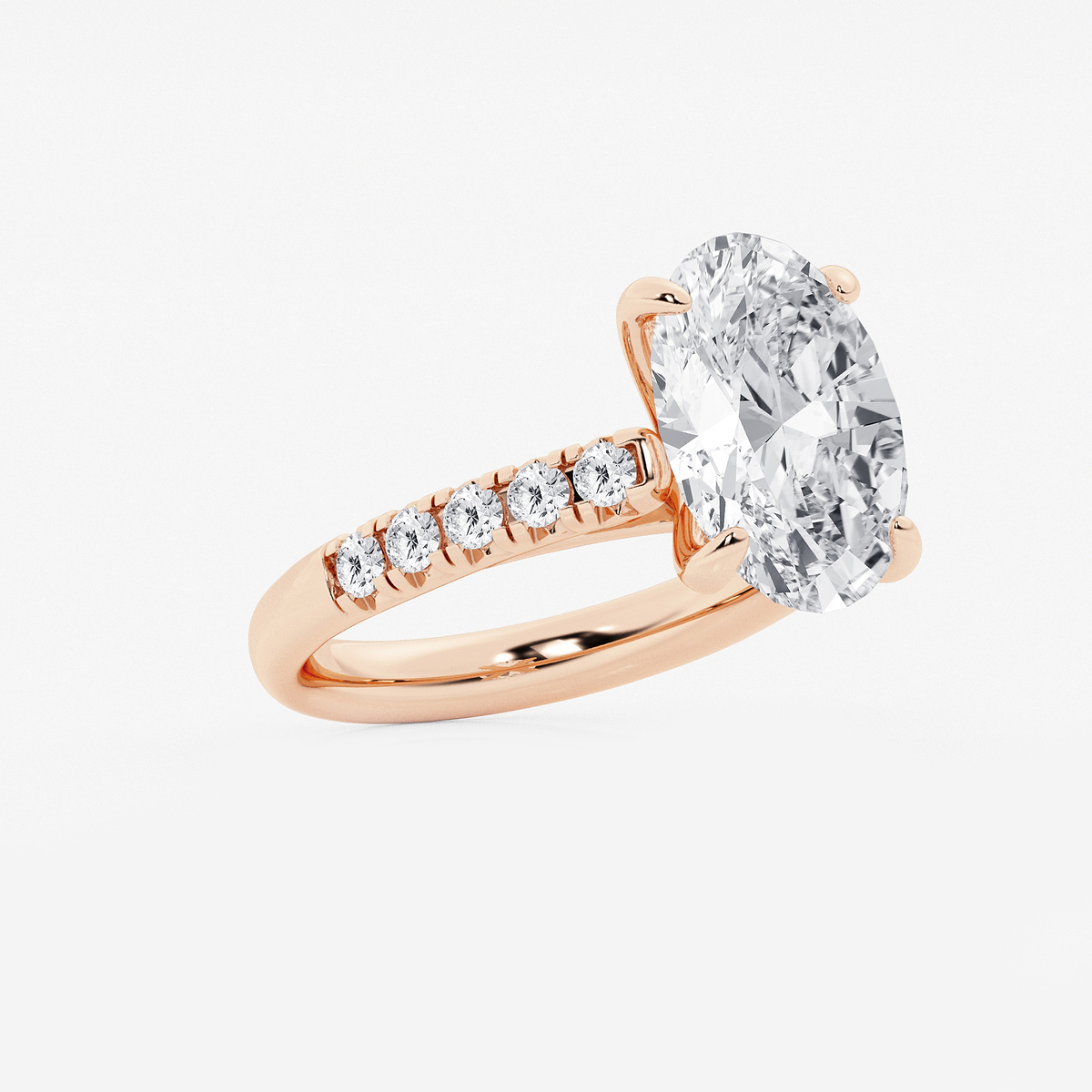 Additional Image 1 for  5 2/5 ctw Oval Lab Grown Diamond French Pave Engagement Ring