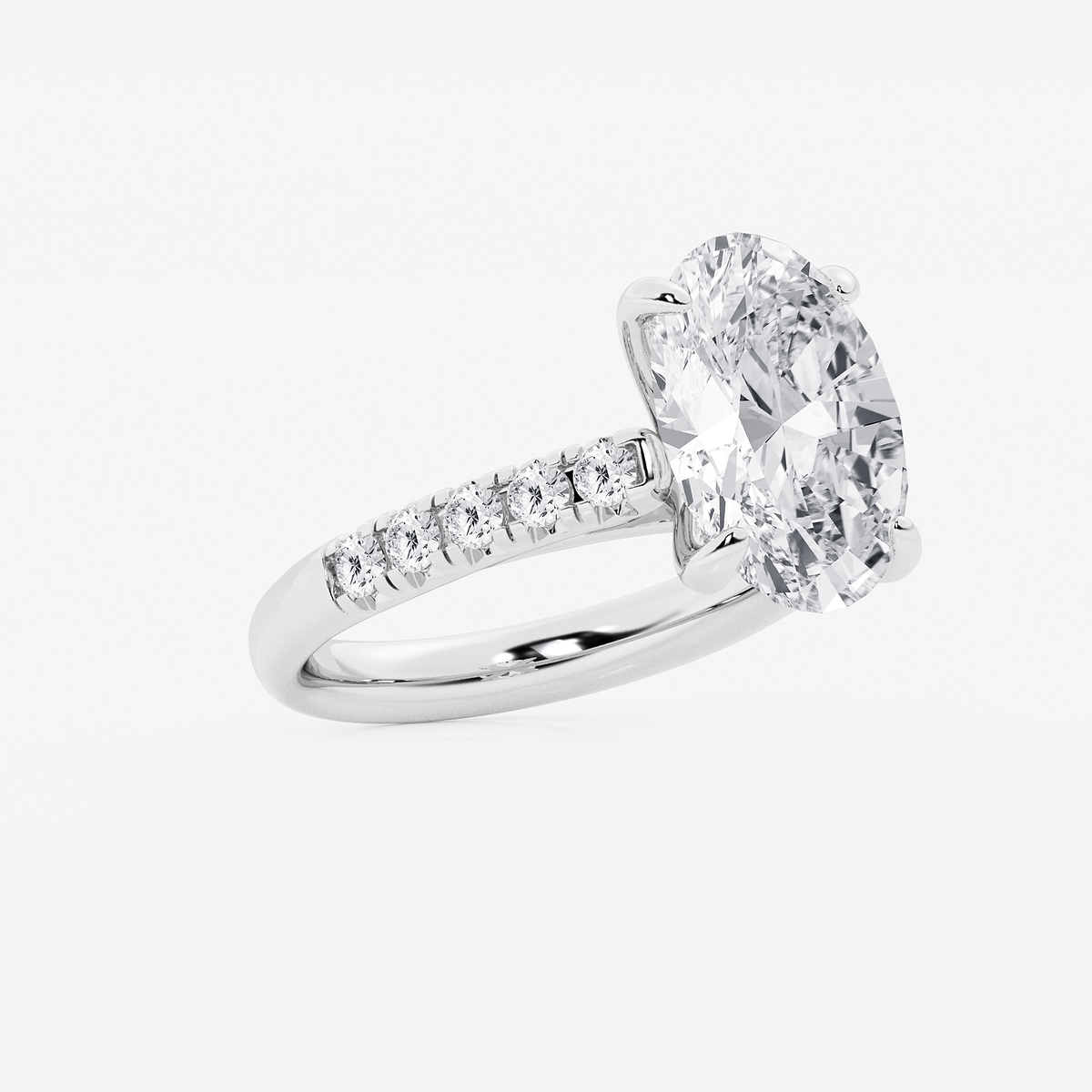 Additional Image 1 for  5 2/5 ctw Oval Lab Grown Diamond French Pave Engagement Ring