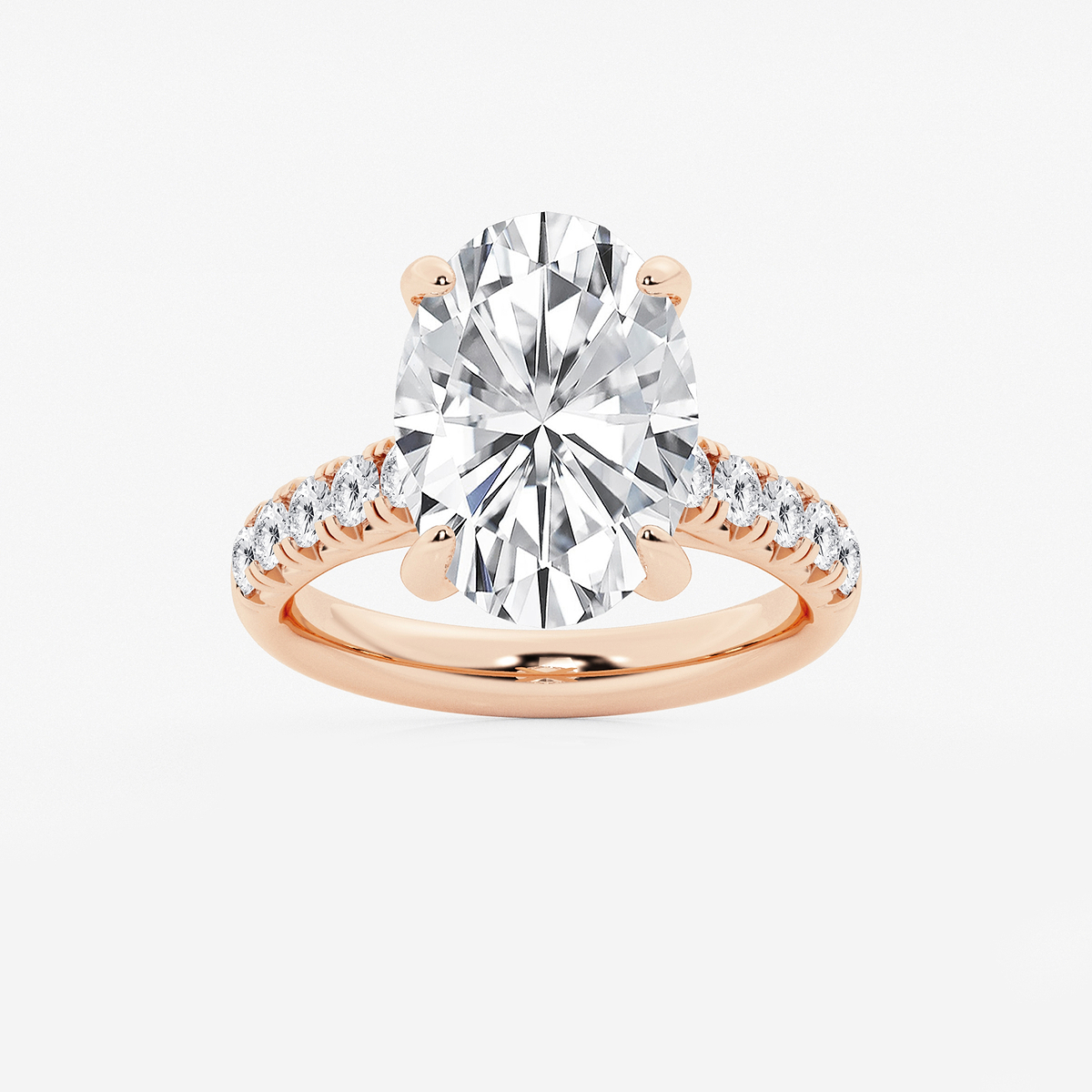 6 1/2 ctw Oval Lab Grown Diamond French Pave Engagement Ring