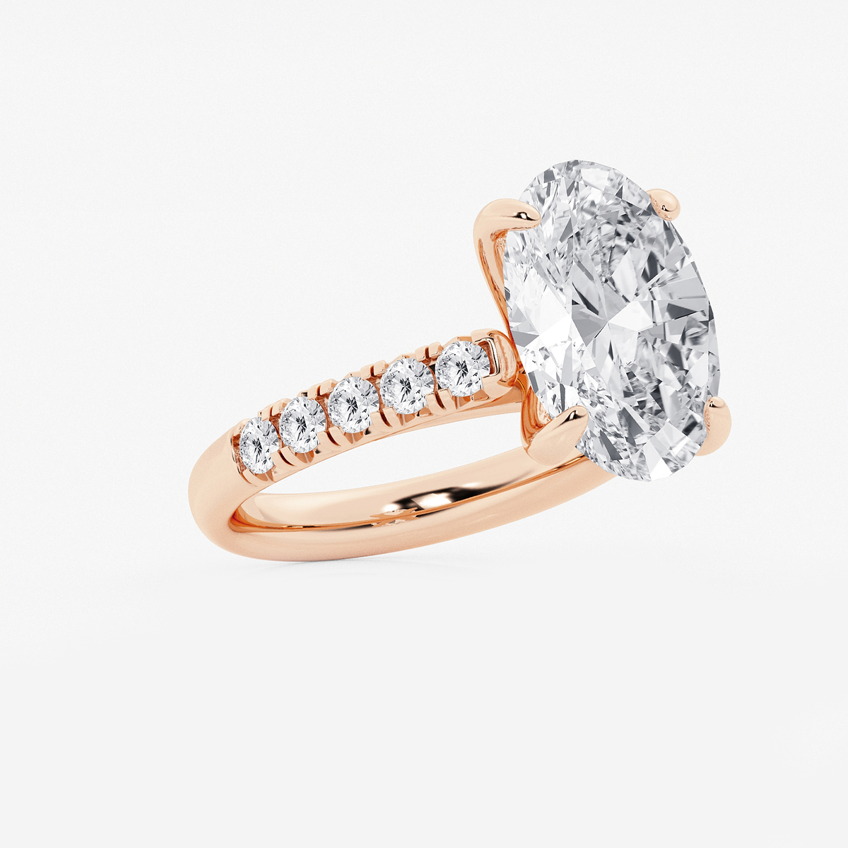 Additional Image 1 for  6 1/2 ctw Oval Lab Grown Diamond French Pave Engagement Ring