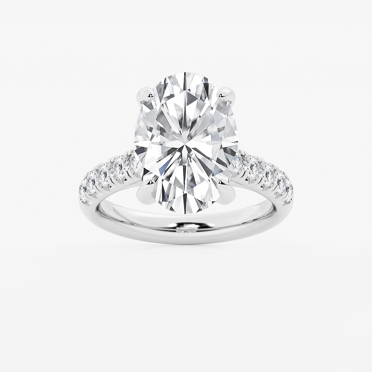 6 1/2 ctw Oval Lab Grown Diamond French Pave Engagement Ring