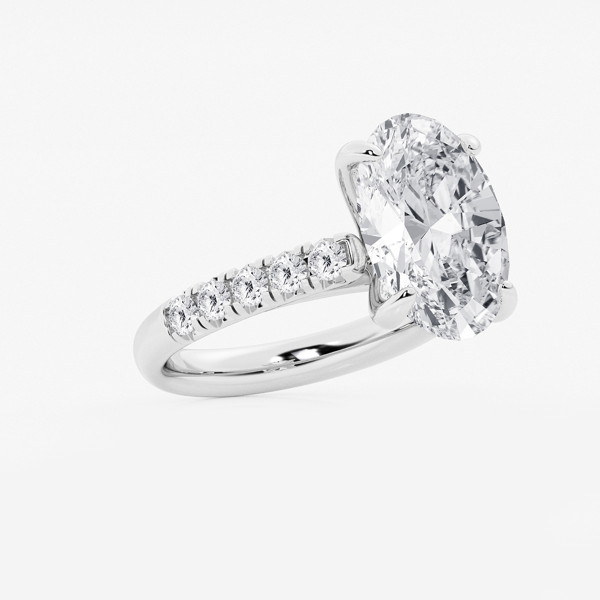Additional Image 1 for  6 1/2 ctw Oval Lab Grown Diamond French Pave Engagement Ring