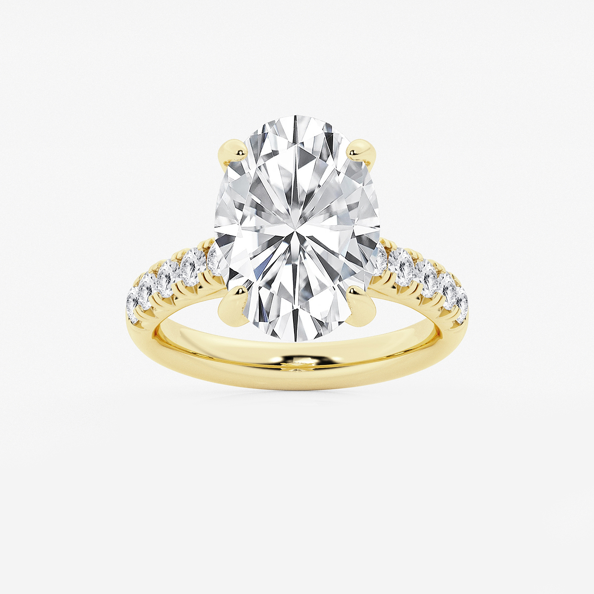 6 1/2 ctw Oval Lab Grown Diamond French Pave Engagement Ring