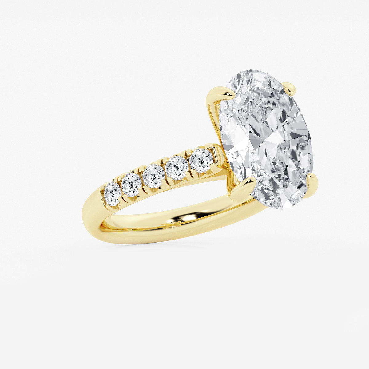 Additional Image 1 for  6 1/2 ctw Oval Lab Grown Diamond French Pave Engagement Ring