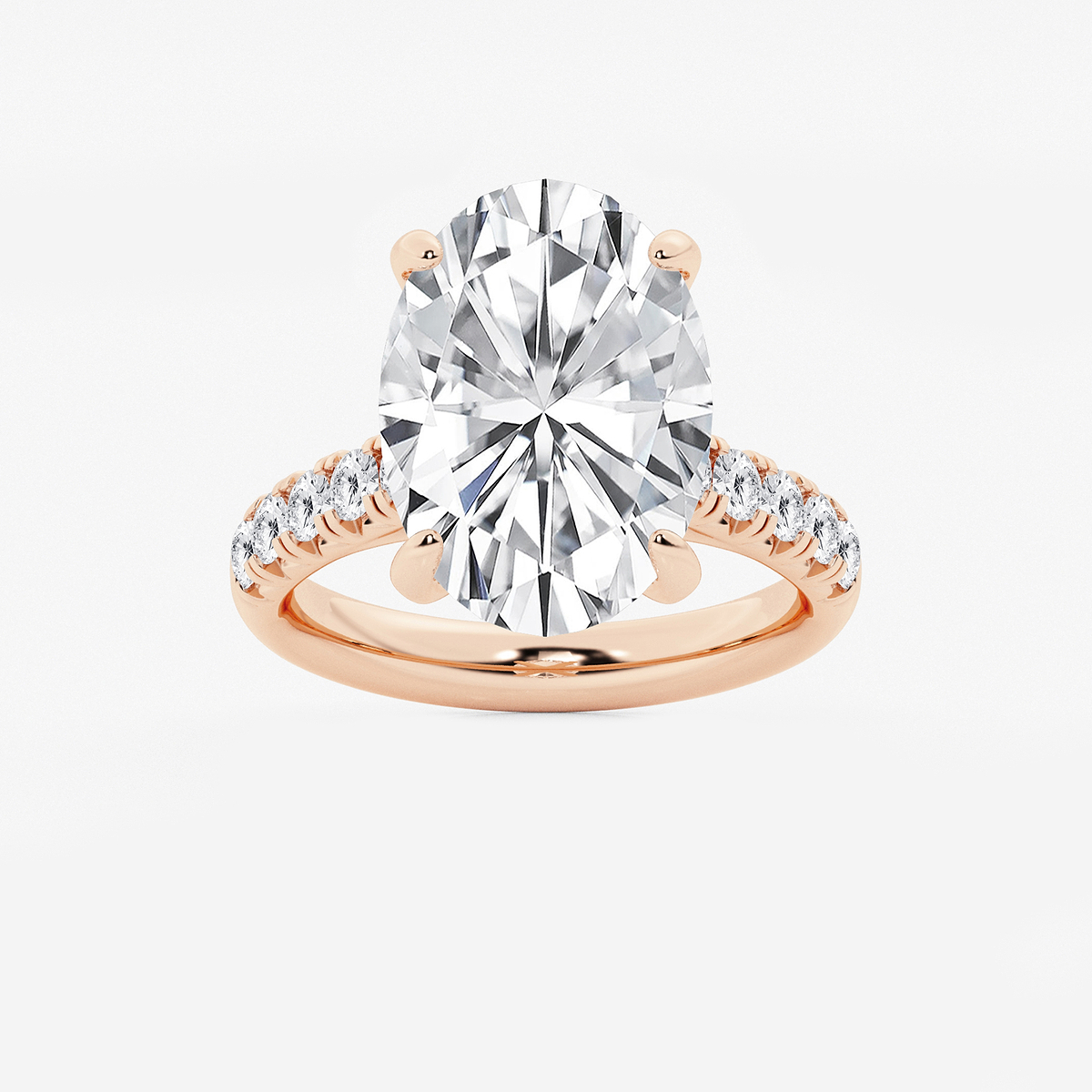 8 1/2 ctw Oval Lab Grown Diamond French Pave Engagement Ring