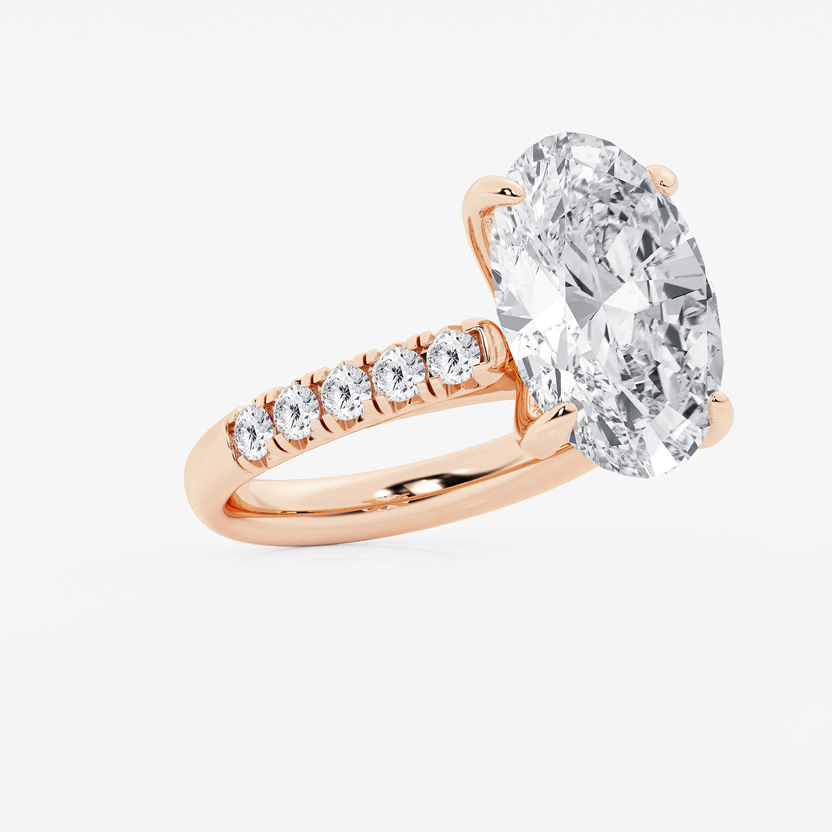 Additional Image 1 for  8 1/2 ctw Oval Lab Grown Diamond French Pave Engagement Ring