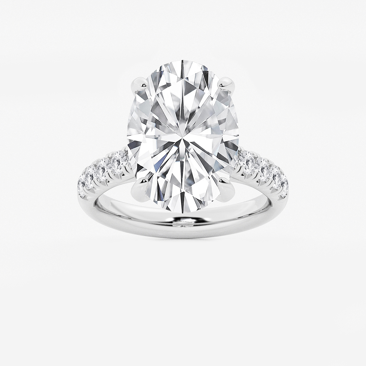 8 1/2 ctw Oval Lab Grown Diamond French Pave Engagement Ring
