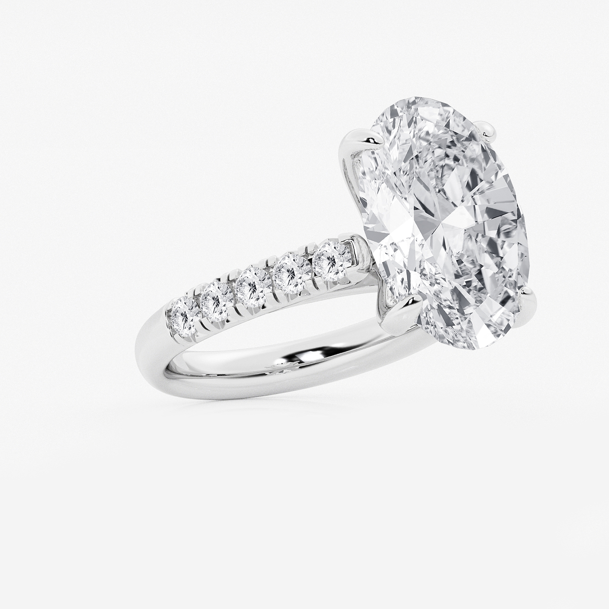 Additional Image 1 for  8 1/2 ctw Oval Lab Grown Diamond French Pave Engagement Ring
