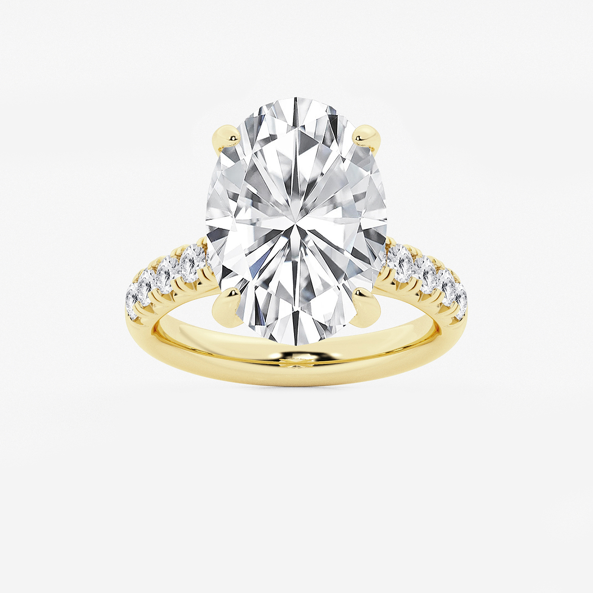 8 1/2 ctw Oval Lab Grown Diamond French Pave Engagement Ring