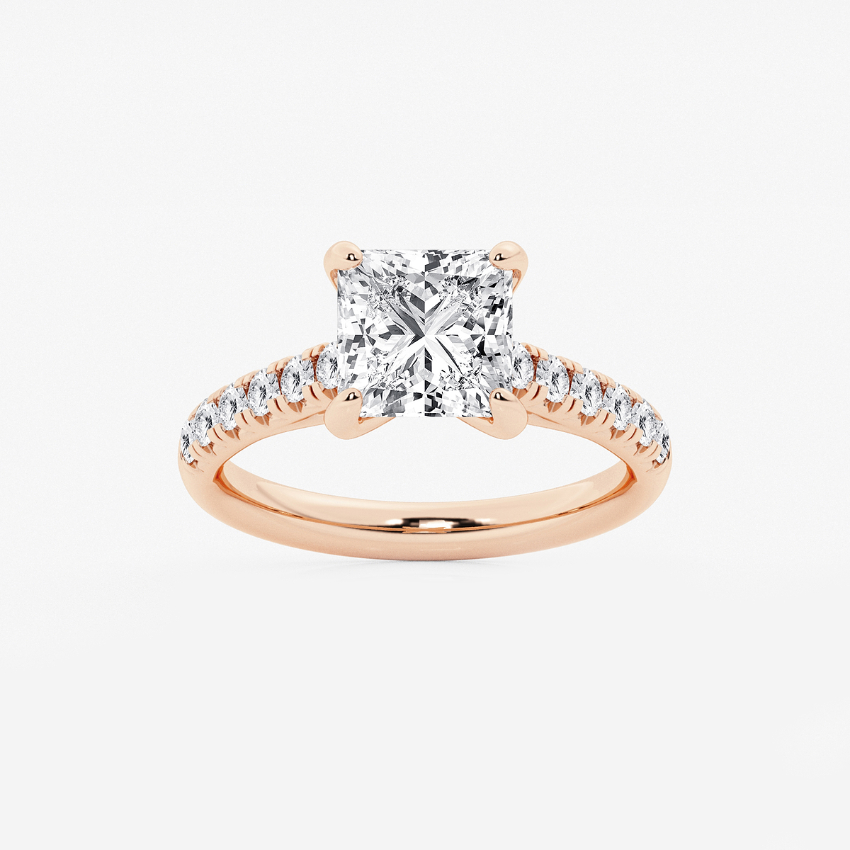 2 7/8 ctw Princess Lab Grown Diamond French Pave Engagement Ring