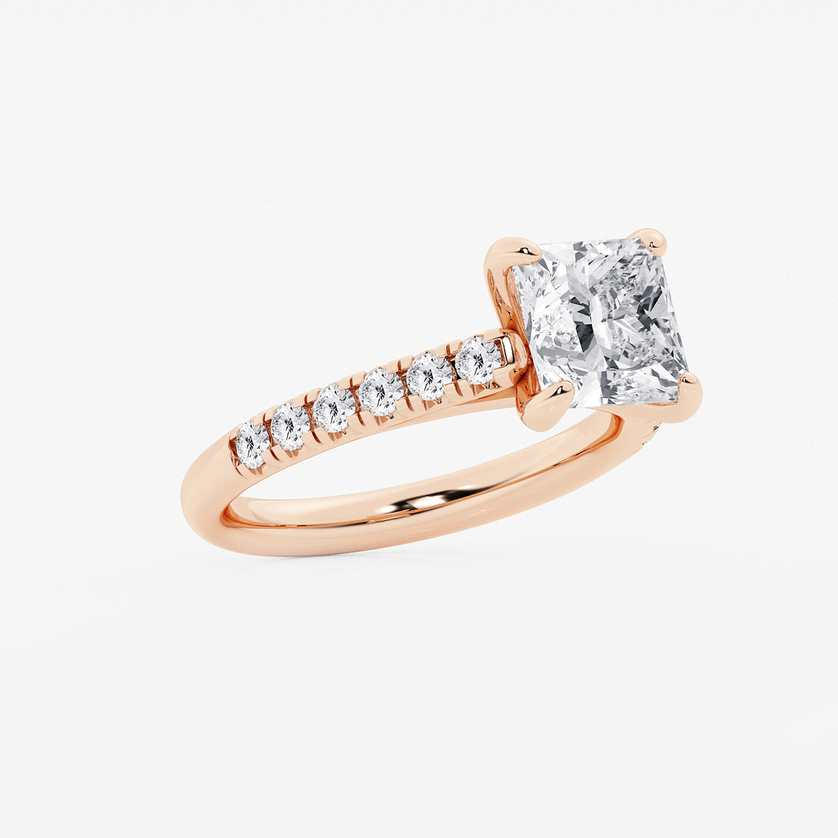 Additional Image 1 for  2 7/8 ctw Princess Lab Grown Diamond French Pave Engagement Ring