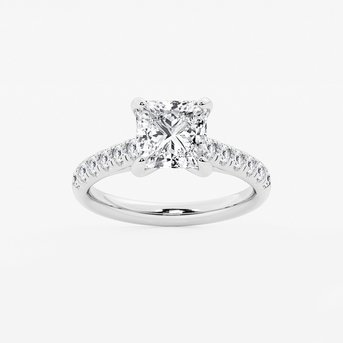 2 7/8 ctw Princess Lab Grown Diamond French Pave Engagement Ring