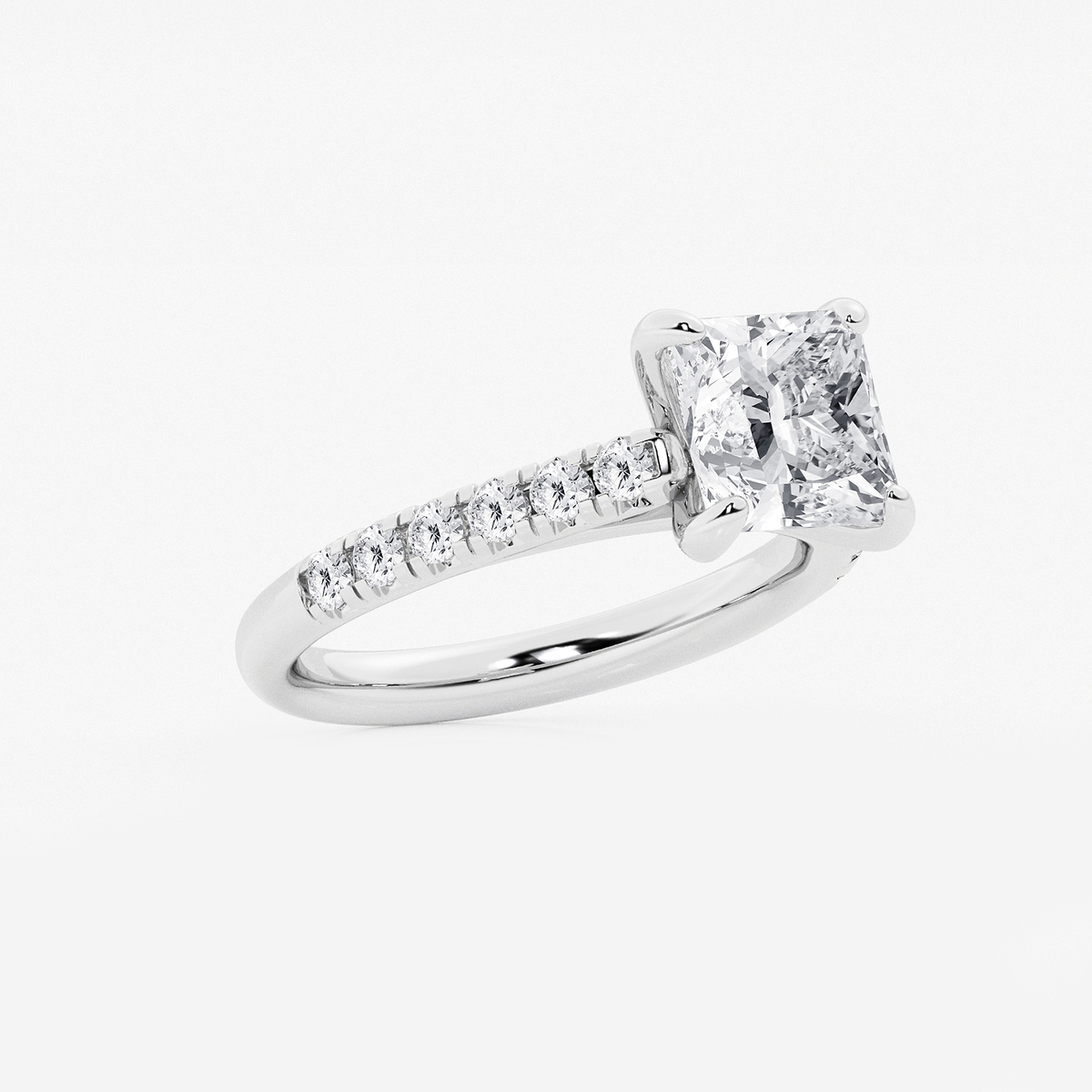 Additional Image 1 for  2 7/8 ctw Princess Lab Grown Diamond French Pave Engagement Ring