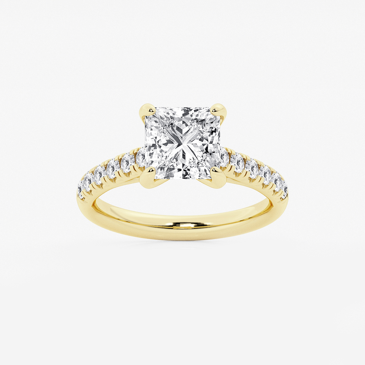 2 7/8 ctw Princess Lab Grown Diamond French Pave Engagement Ring