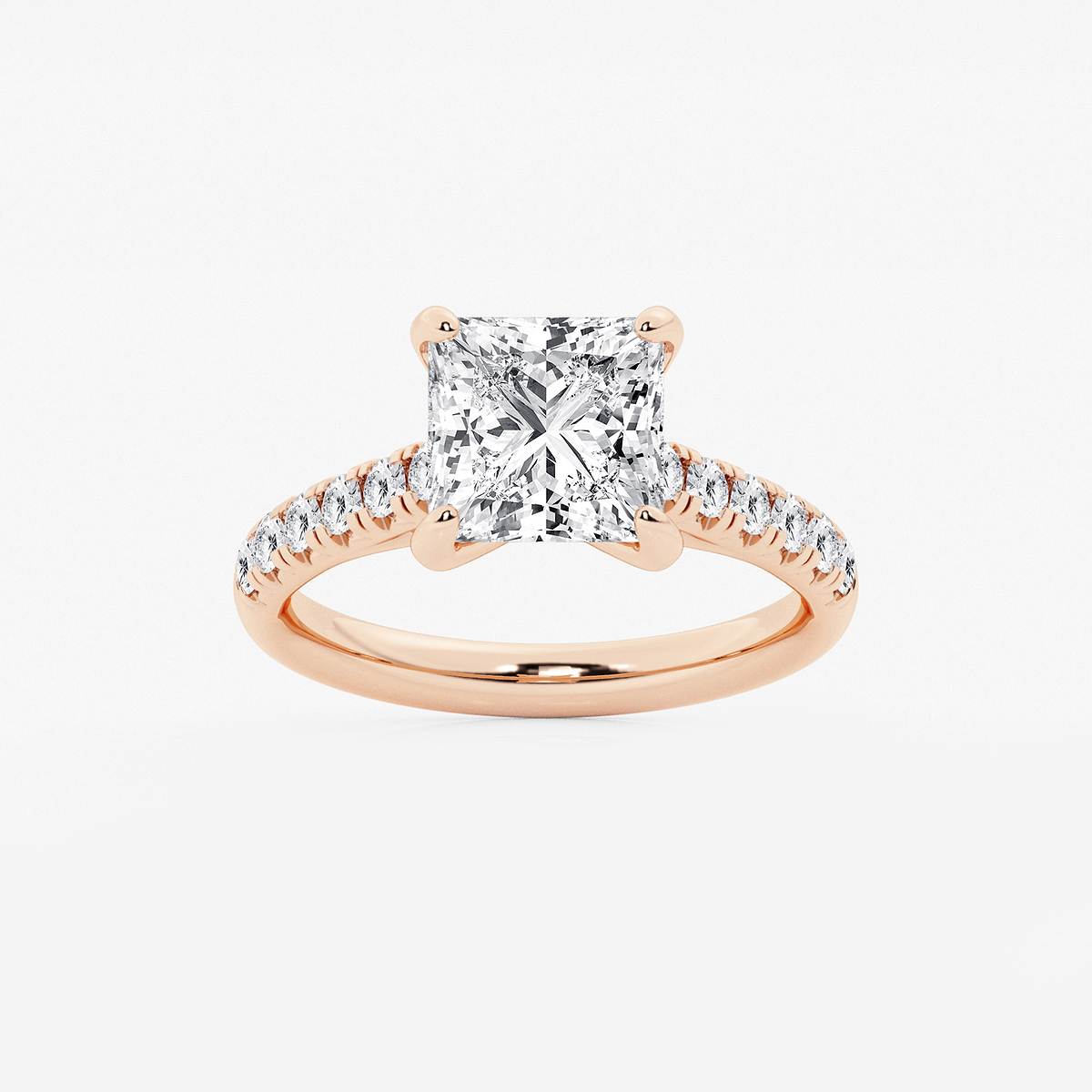 3 2/5 ctw Princess Lab Grown Diamond French Pave Engagement Ring