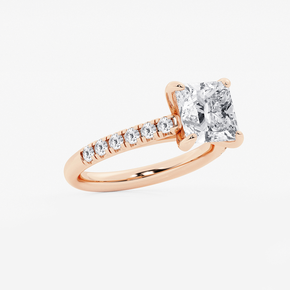 Additional Image 1 for  3 2/5 ctw Princess Lab Grown Diamond French Pave Engagement Ring