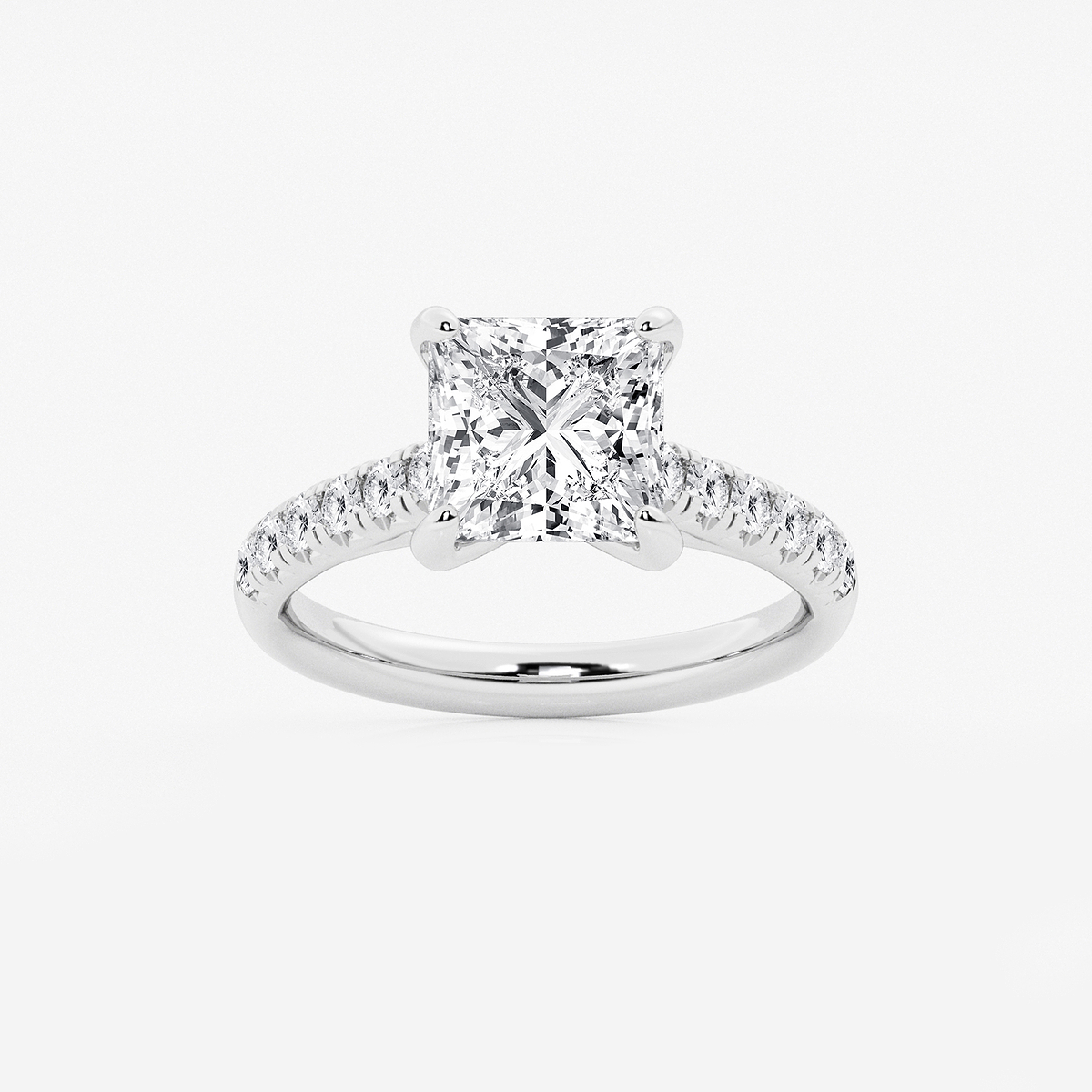 3 2/5 ctw Princess Lab Grown Diamond French Pave Engagement Ring