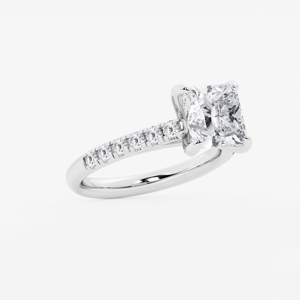 Additional Image 1 for  3 2/5 ctw Princess Lab Grown Diamond French Pave Engagement Ring
