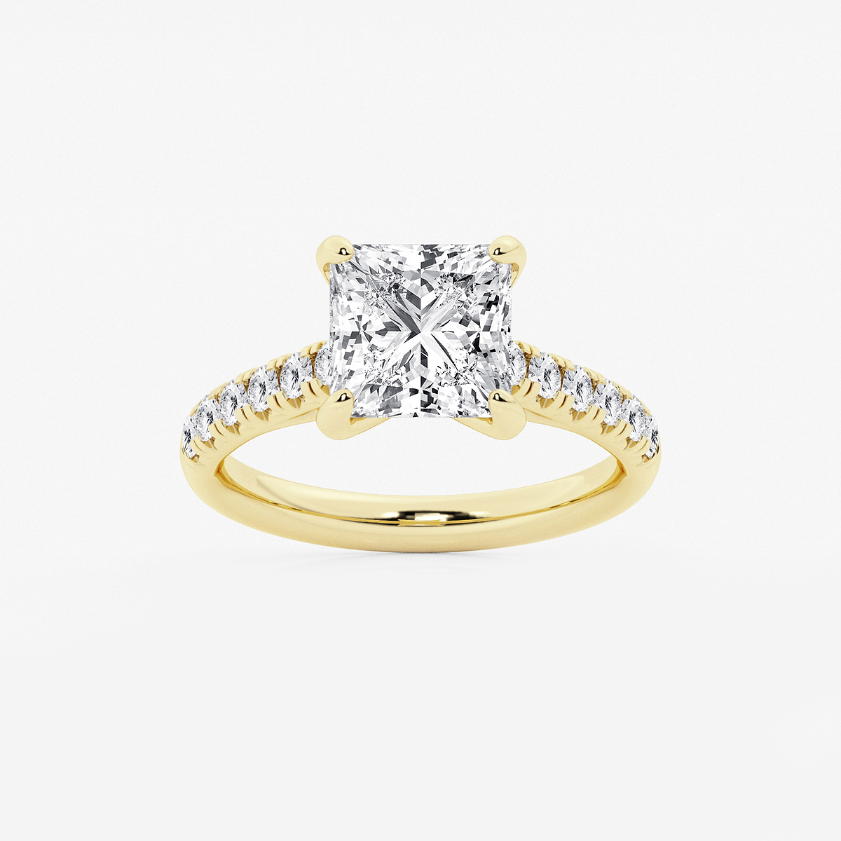 3 2/5 ctw Princess Lab Grown Diamond French Pave Engagement Ring
