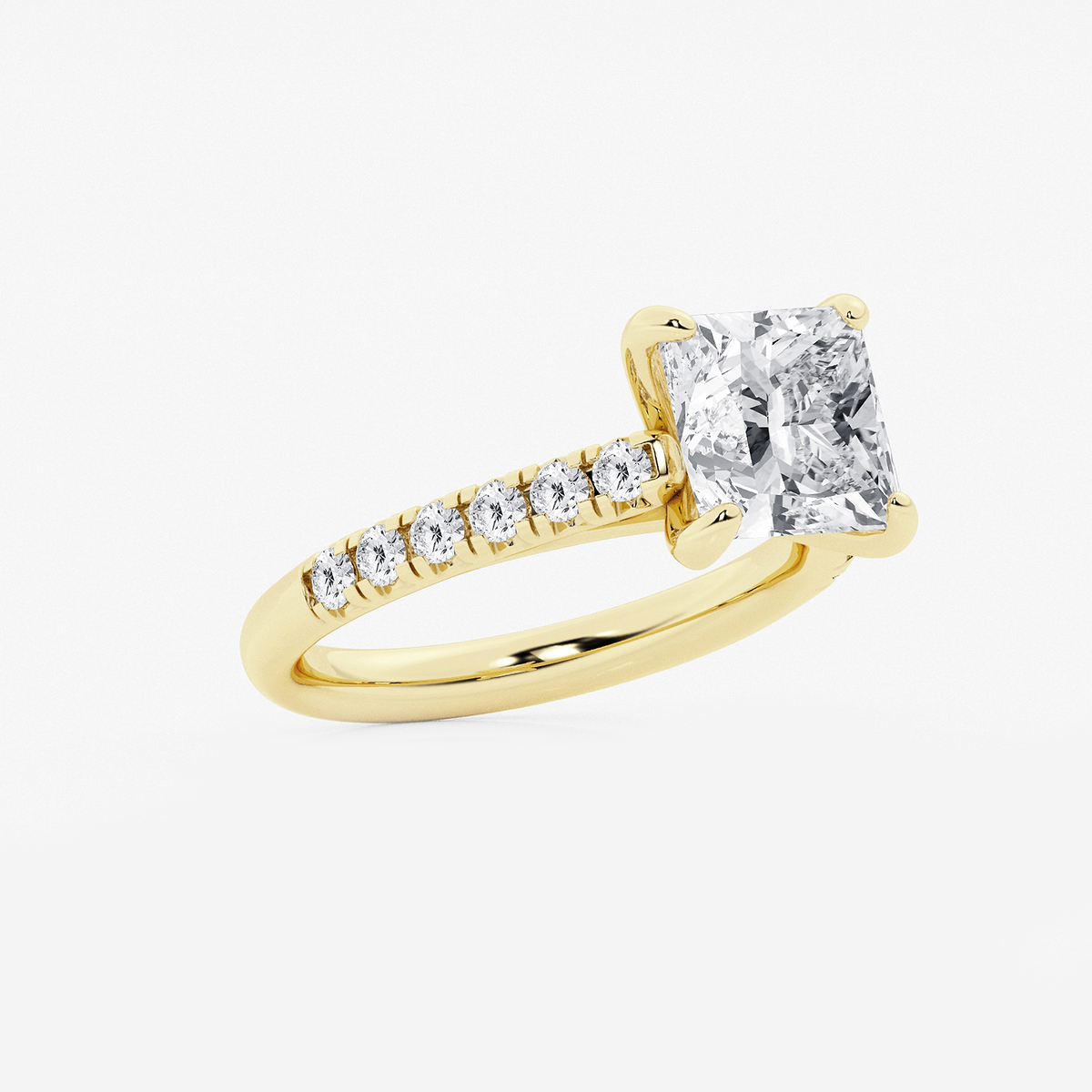 Additional Image 1 for  3 2/5 ctw Princess Lab Grown Diamond French Pave Engagement Ring